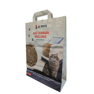 کیسه های کاغذی 25 کیلوگرمی چند جداره با طناب نخی / طناب Pp / دسته کاغذ پیچ خورده