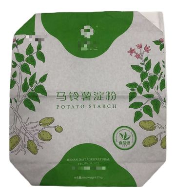 نوع شیر سفارشی Multiwall Paper Sack بسته بندی صنعتی نشاسته با لایه بندی