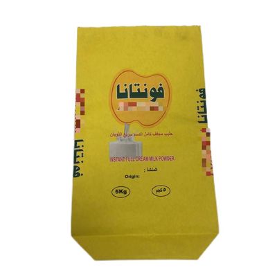 بسته بندی شده شکل صنعتی کوله های کاغذی پایین برای پودر شیر تا 7 رنگ چاپ