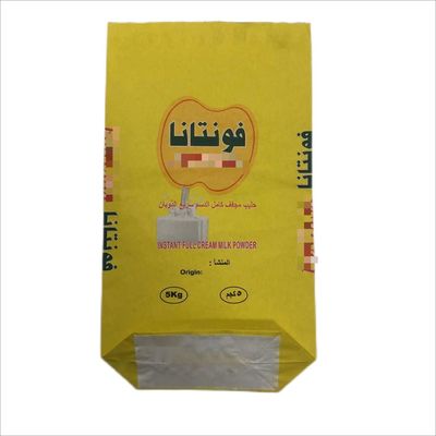بسته بندی شده شکل صنعتی کوله های کاغذی پایین برای پودر شیر تا 7 رنگ چاپ
